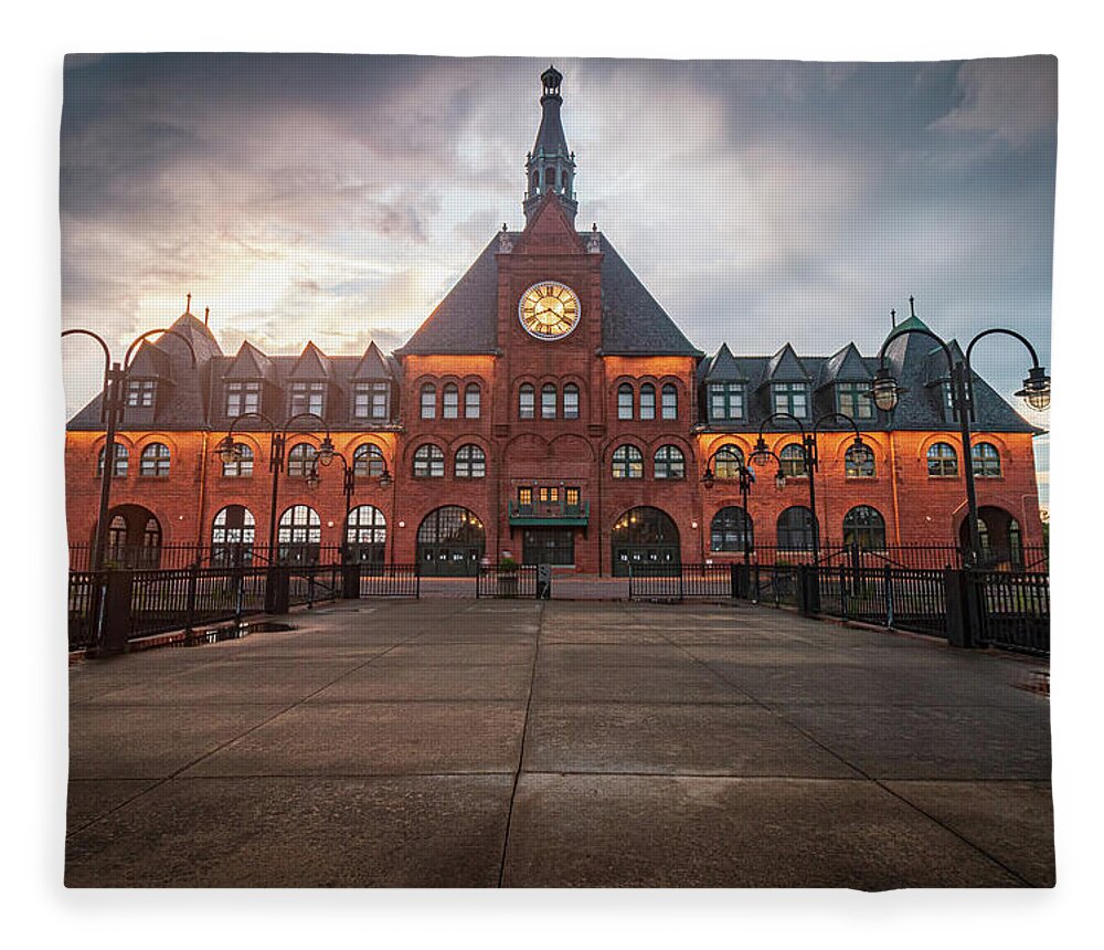 Central New Jersey Railroad Terminal Fleece Blanket featuring the photograph Storms Over Central New Jersey Railroad Terminal by Kristia Adams