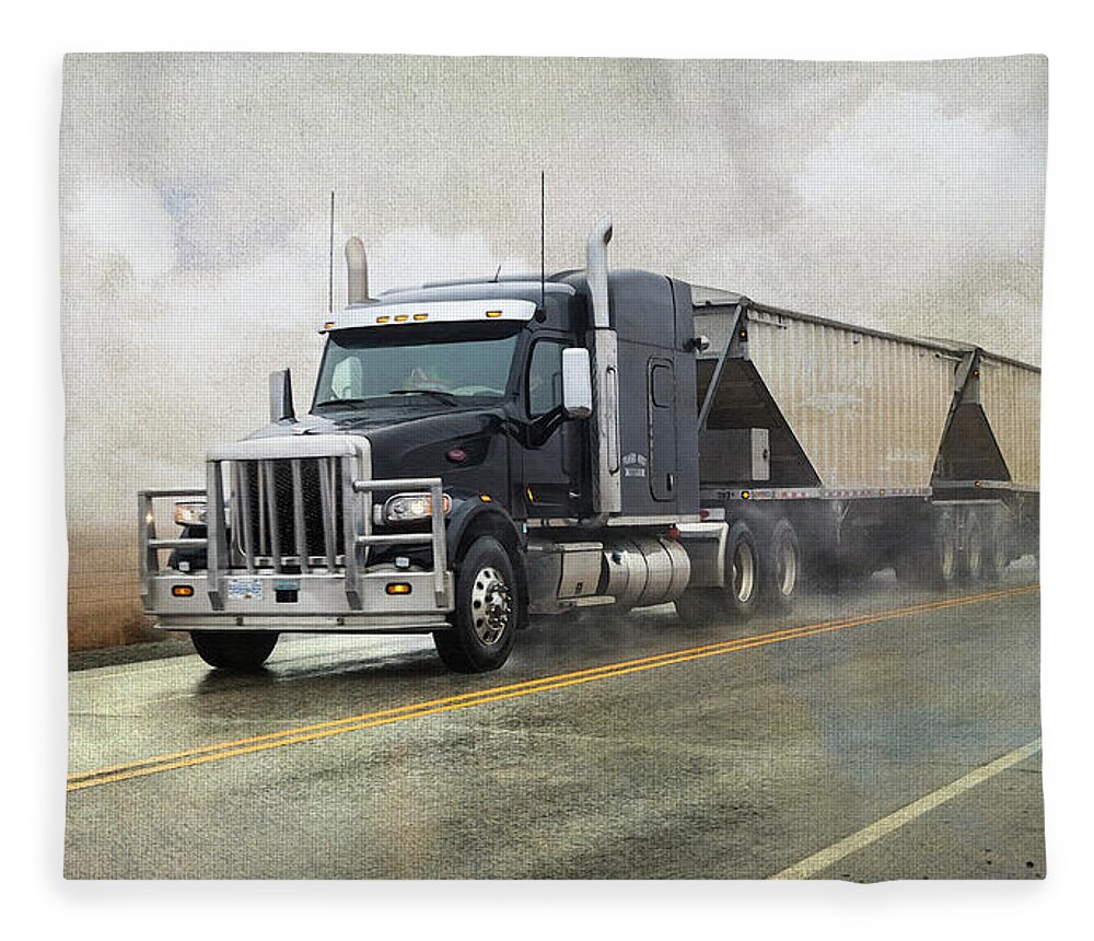 Trucks Fleece Blanket featuring the digital art Stormy Weather Peterbilt by Theresa Tahara