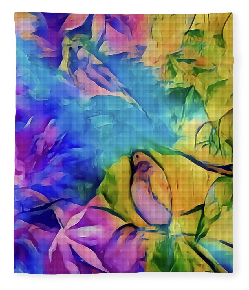 Story Fleece Blanket featuring the painting Storybird by Lisa Kaiser