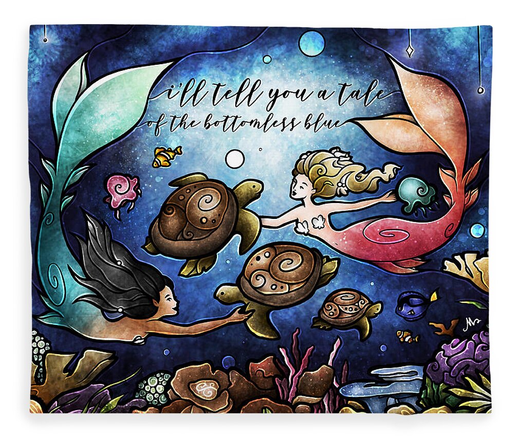 Mermaids Fleece Blanket featuring the digital art Storytime by Mandie Manzano