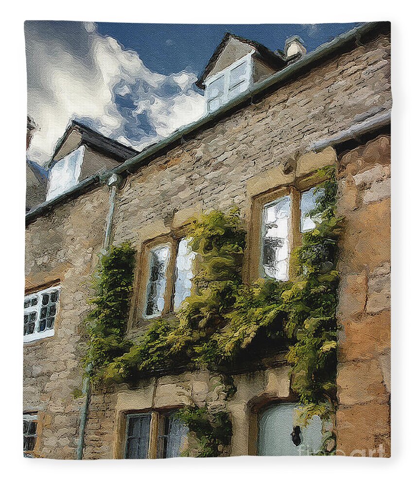 Stow-in-the-wold Fleece Blanket featuring the photograph Stow in the Wold Facade Two by Brian Watt