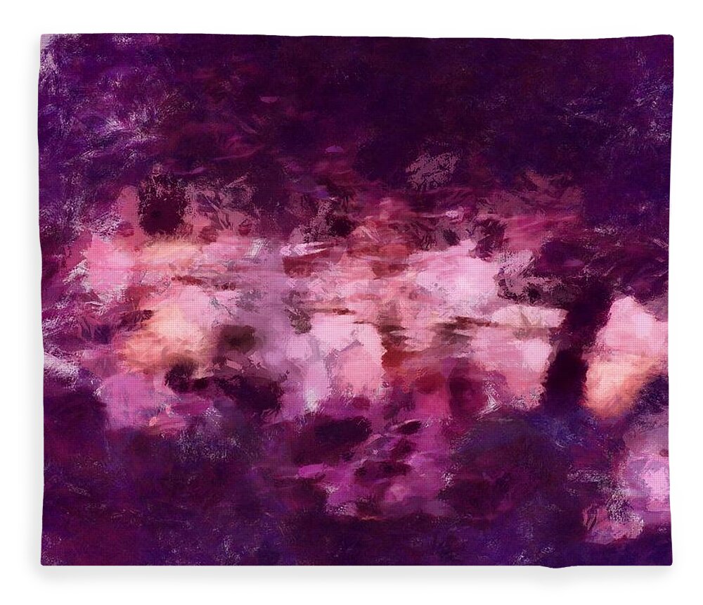 Stream Fleece Blanket featuring the mixed media Stream Reflecting at Sunset by Christopher Reed