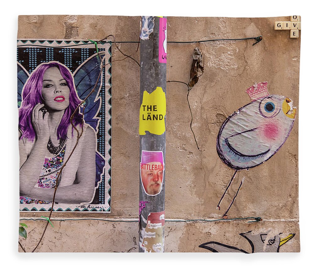 Street Art Fleece Blanket featuring the photograph Street Art in Rome by John McGraw
