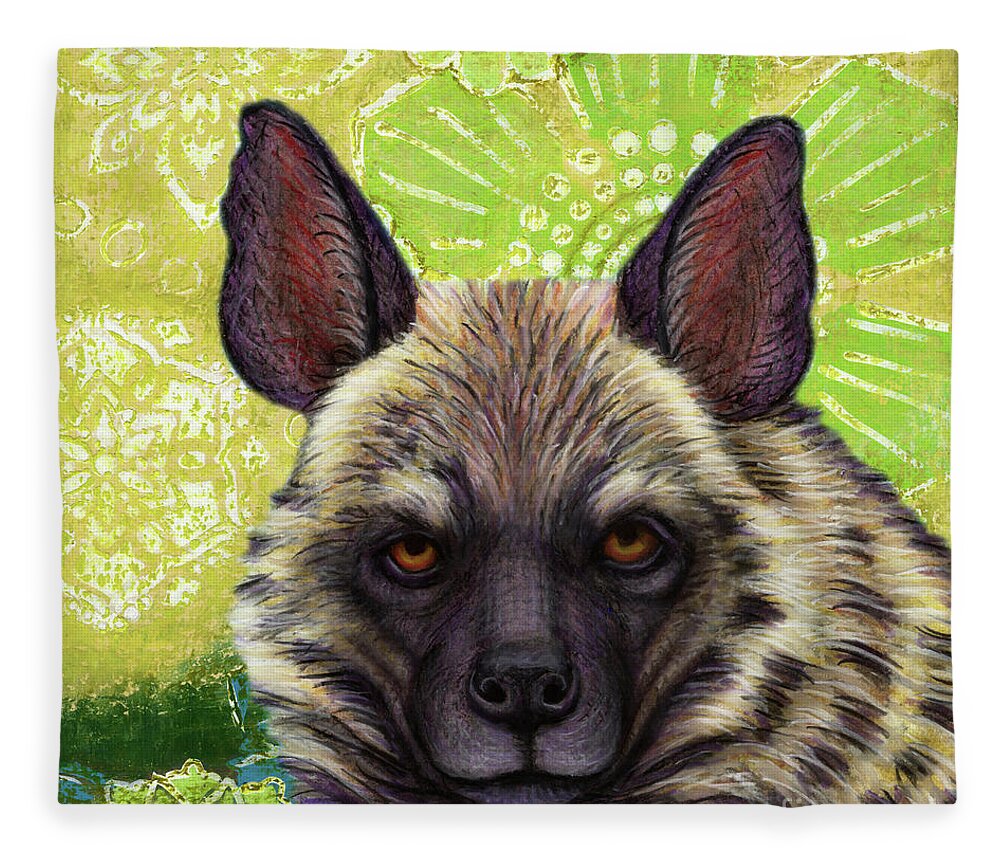 Hyena Fleece Blanket featuring the painting Striped Hyena Abstract by Amy E Fraser