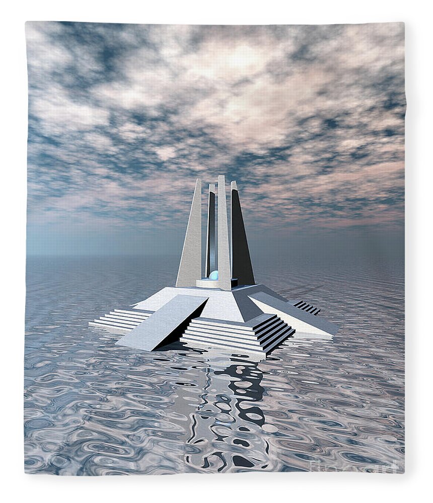Atlantis Fleece Blanket featuring the digital art Structural Tower of Atlantis by Phil Perkins