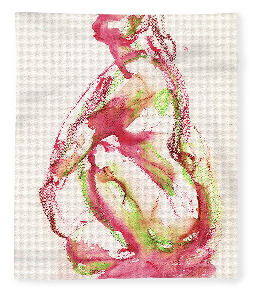 Abstract Nude Watercolour Fleece Blanket featuring the painting Studio Nude IV by Roxanne Dyer