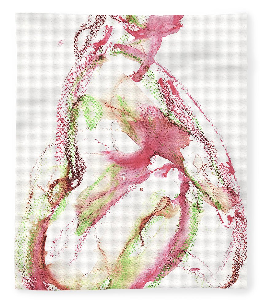 Abstract Nude Watercolour Fleece Blanket featuring the painting Studio Nude IV Soft by Roxanne Dyer