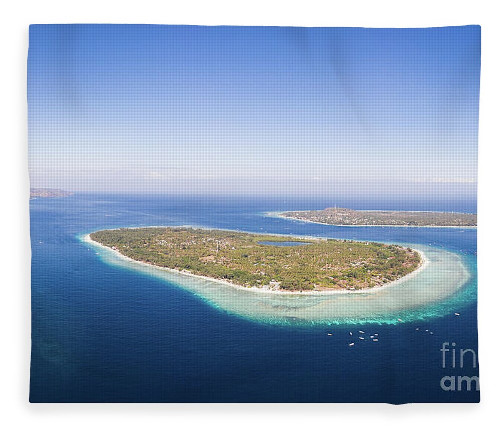 Asia Fleece Blanket featuring the photograph Stunning view of the Gili Meno and Gili Trawangan in Indonesia by Didier Marti