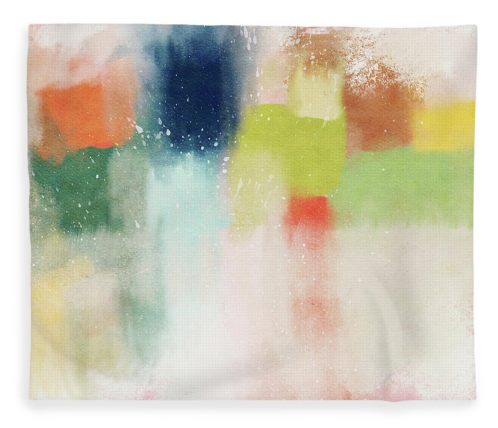 Abstract Fleece Blanket featuring the mixed media Subdued Spring- Art by Linda Woods by Linda Woods