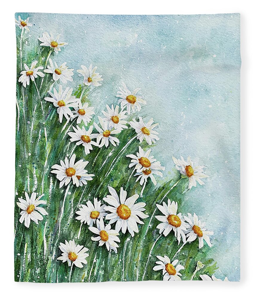 Daisies Fleece Blanket featuring the painting Summer Breeze by Lori Taylor