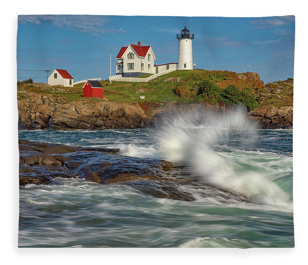 Cape Neddick Lighthouse Fleece Blanket featuring the photograph Summer Day at the Nubble by Kristen Wilkinson