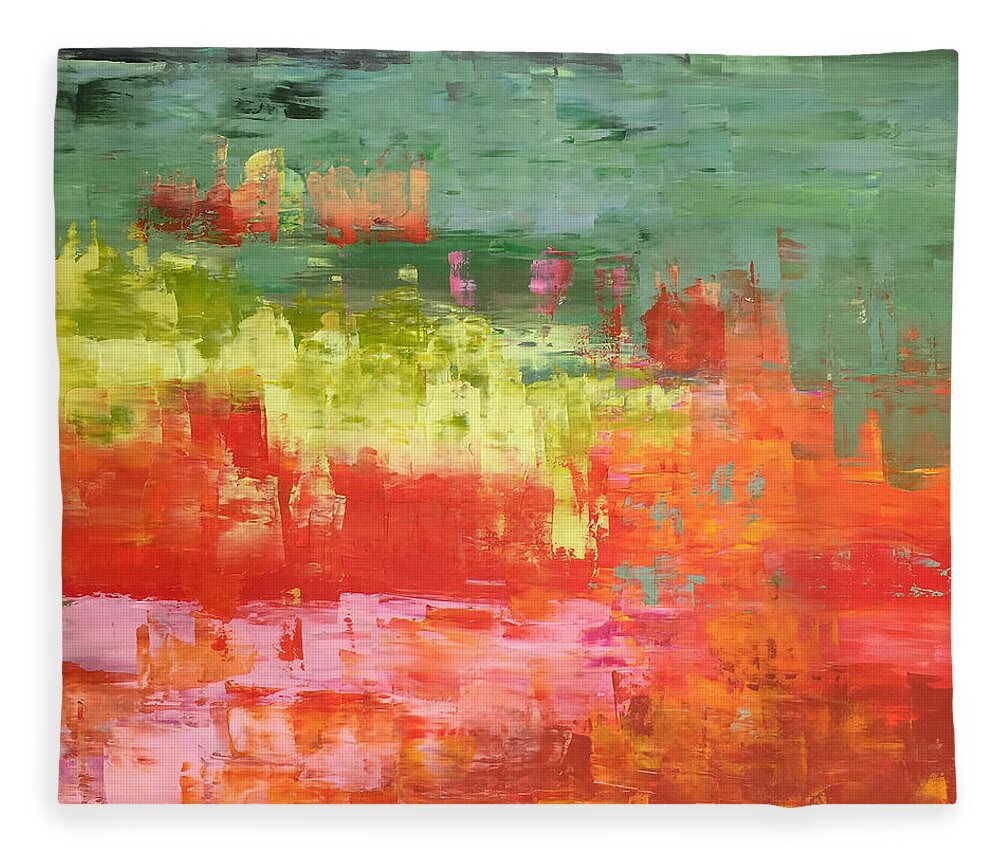  Fleece Blanket featuring the painting Summer Heat by Linda Bailey
