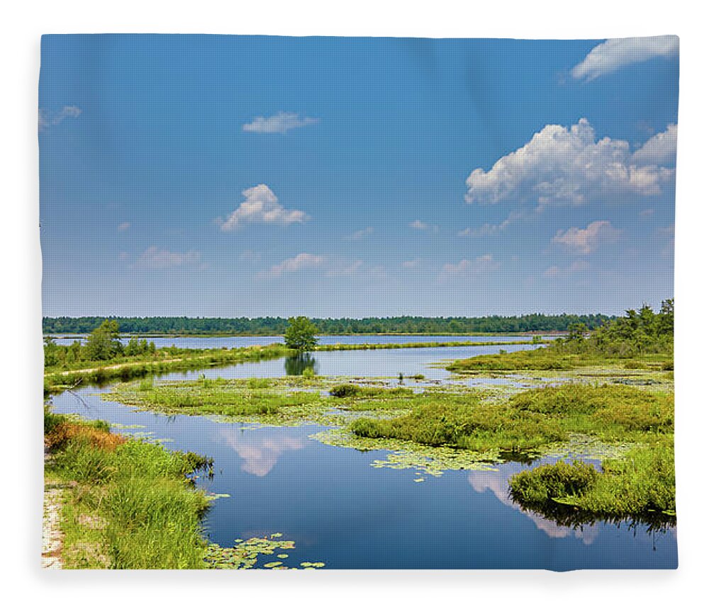 Grass Fleece Blanket featuring the photograph Summer Landscape at Whites Bog by Louis Dallara