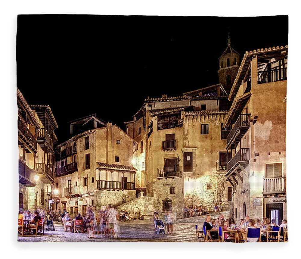 Albarracin Fleece Blanket featuring the photograph Summer Night in Albarracin Spain by Weston Westmoreland