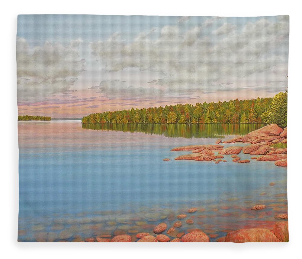 Summer Fleece Blanket featuring the painting Summer Reflections by Kenneth M Kirsch