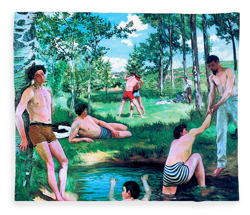 Bazille Fleece Blanket featuring the painting Summer Scene 1869 by Frederic Bazille
