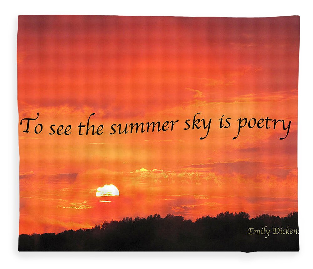 Sunset Fleece Blanket featuring the digital art Summer Sky is Poetry by Nancy Olivia Hoffmann