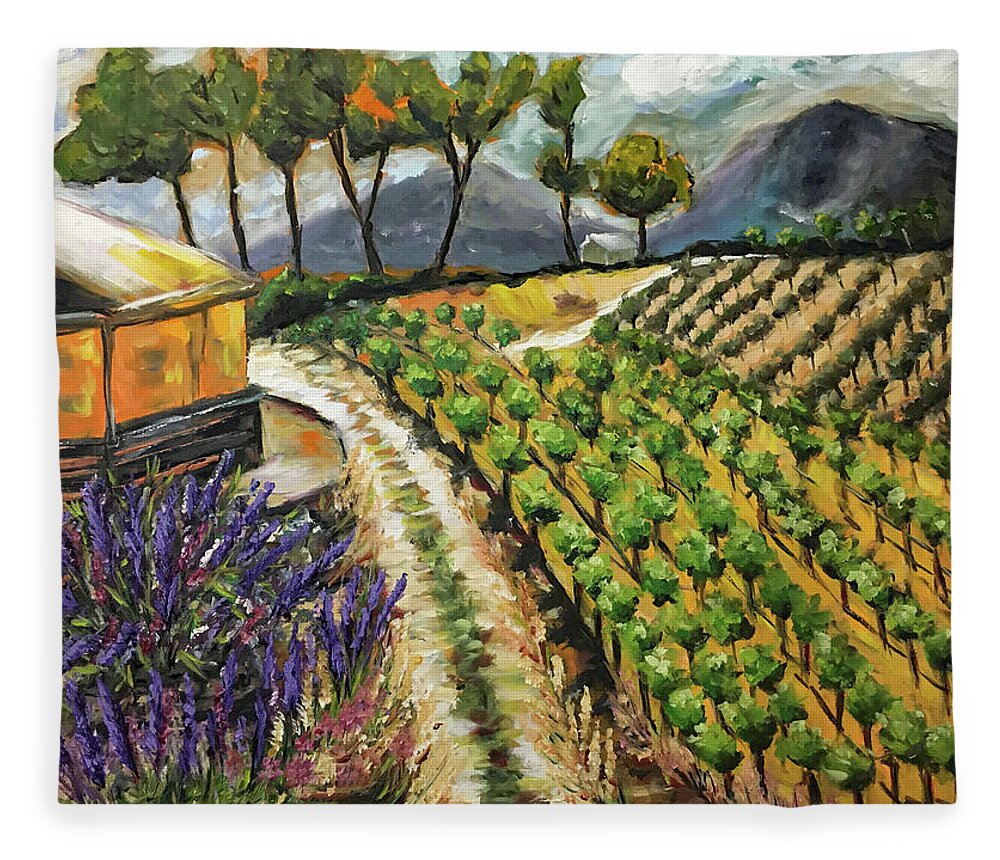 Temecula Fleece Blanket featuring the painting Summer Vines by Roxy Rich