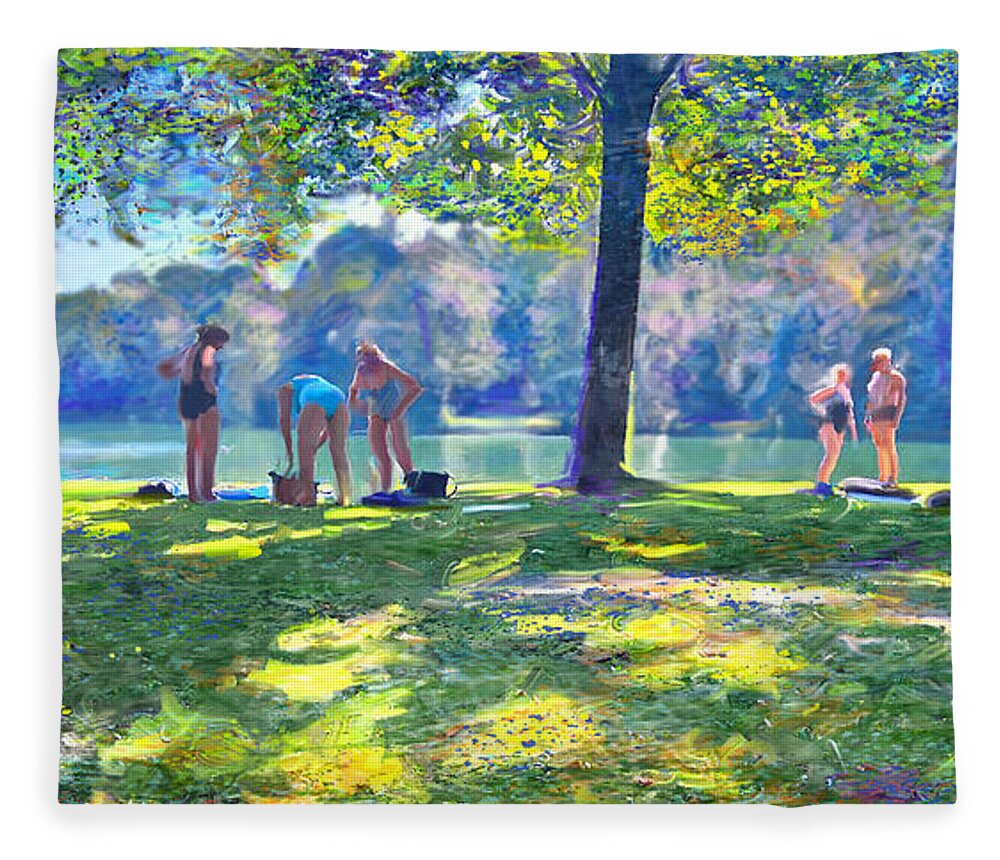 Angiebraun Fleece Blanket featuring the painting Summer2020 by Angie Braun