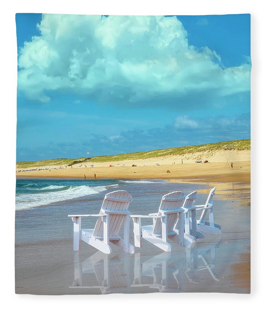 Chair Fleece Blanket featuring the photograph Summertime Beach II by Debra and Dave Vanderlaan