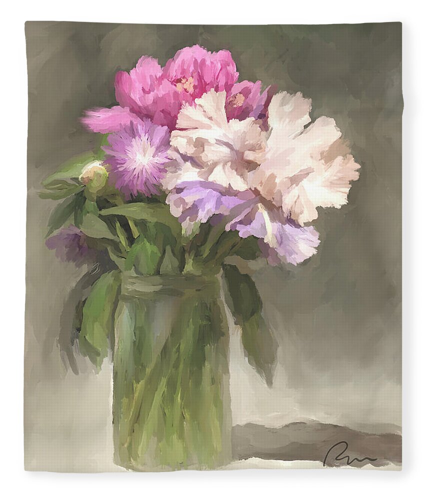 Flowers Fleece Blanket featuring the digital art Summertime Blooms 07-Ramona Murdock Art by Ramona Murdock