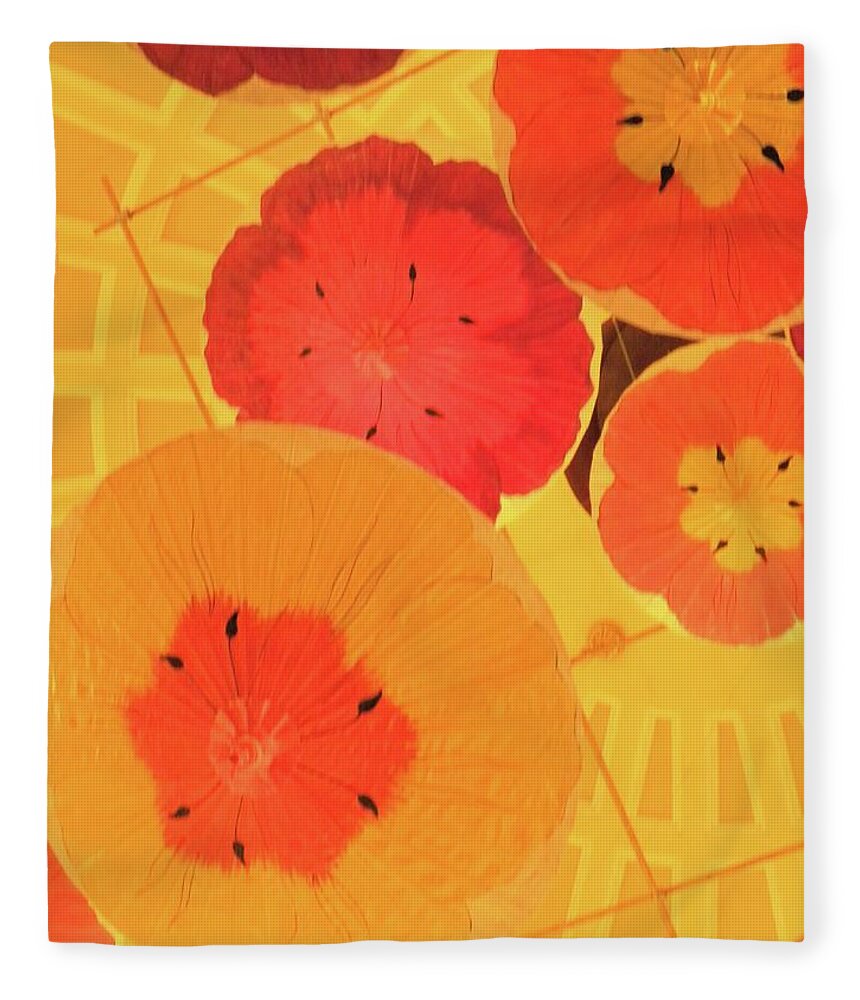 Chihuli Glass Fleece Blanket featuring the photograph Sun Flowers by Kerry Obrist