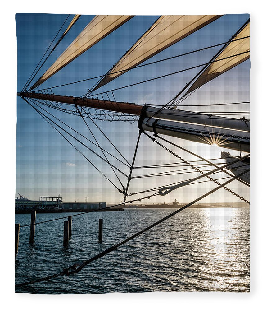 California Fleece Blanket featuring the photograph Sunburst on the Bow of the Star of India by David Levin