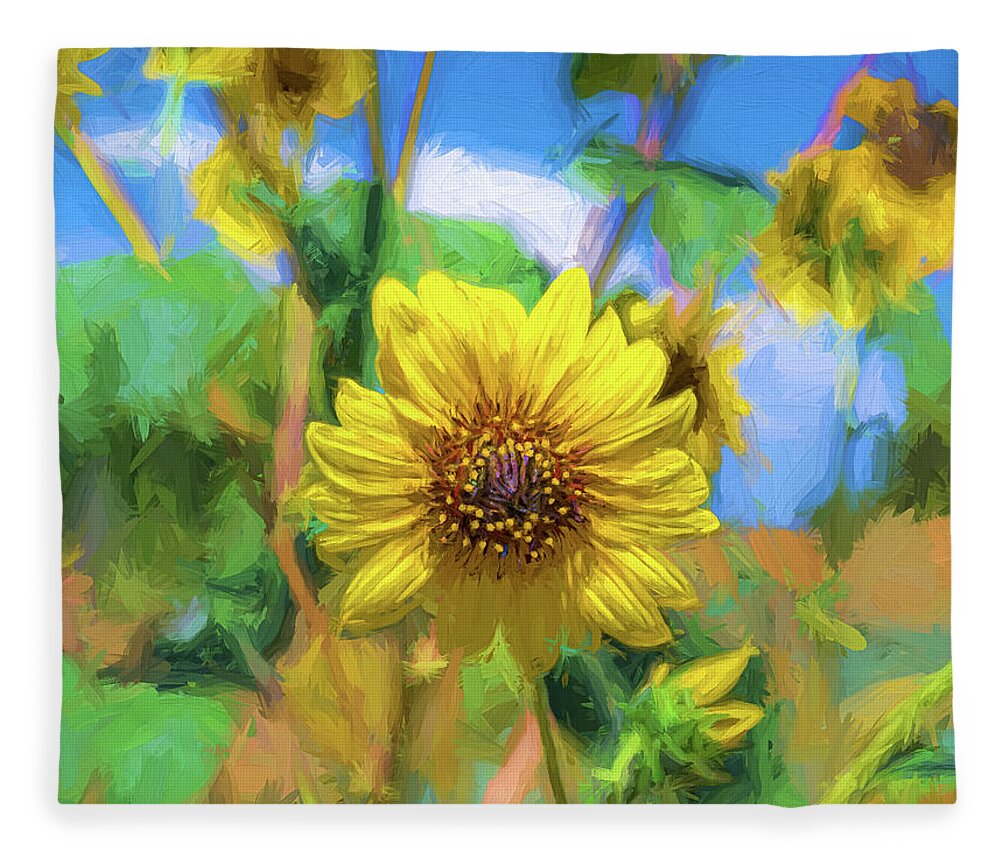 © 2019 Lou Novick All Rights Reversed Fleece Blanket featuring the photograph Sunflower by Lou Novick