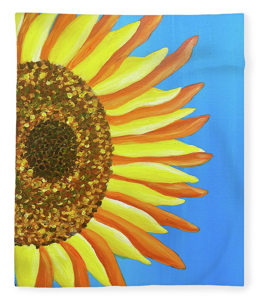 Sunflower Fleece Blanket featuring the painting Sunflower One by Christina Wedberg