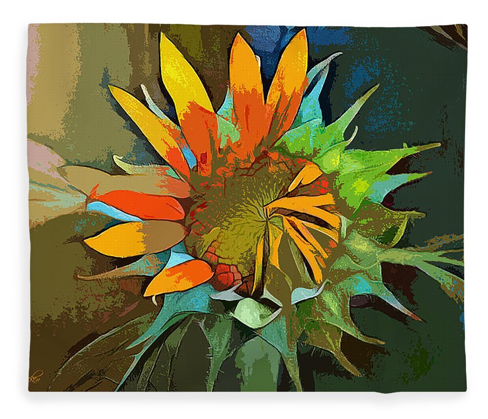 Nature Fleece Blanket featuring the digital art Sunflower by Pennie McCracken