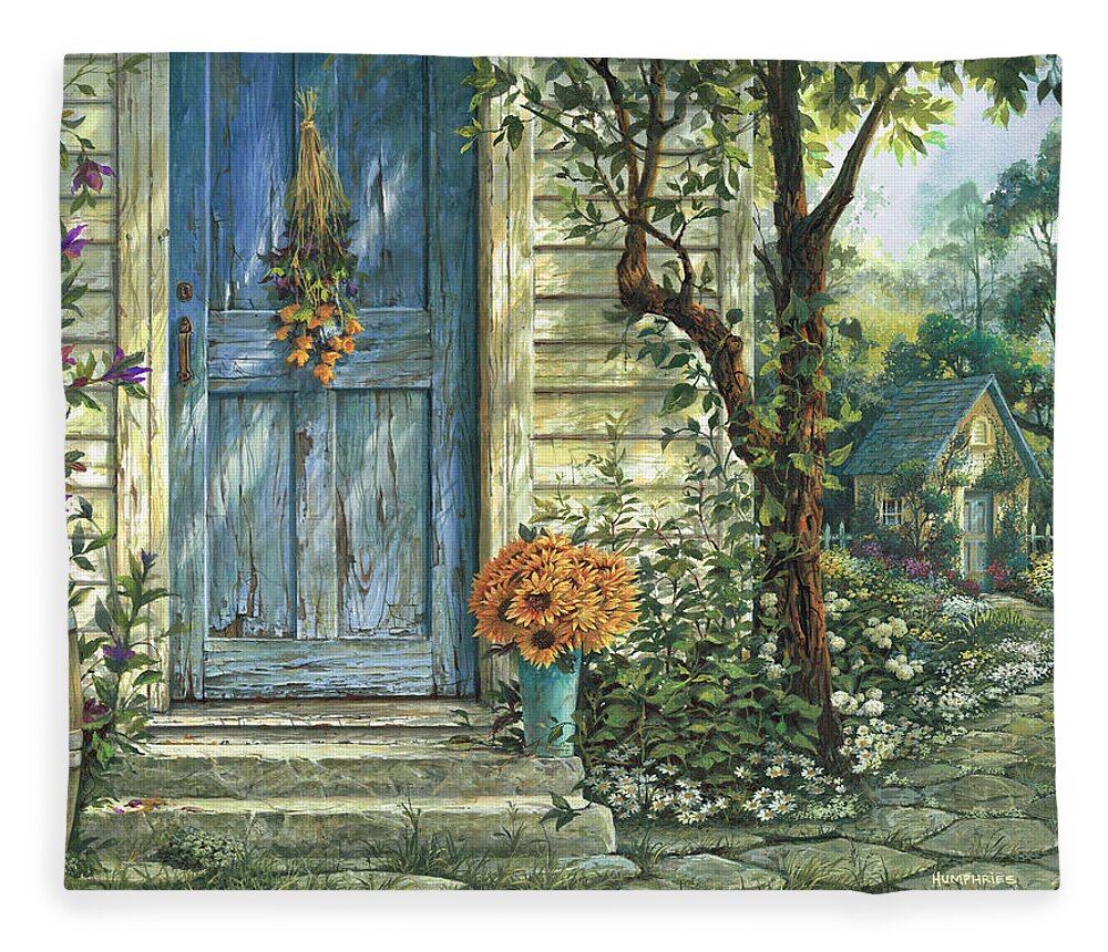 Michael Humphries Fleece Blanket featuring the painting Sunflowers by Michael Humphries