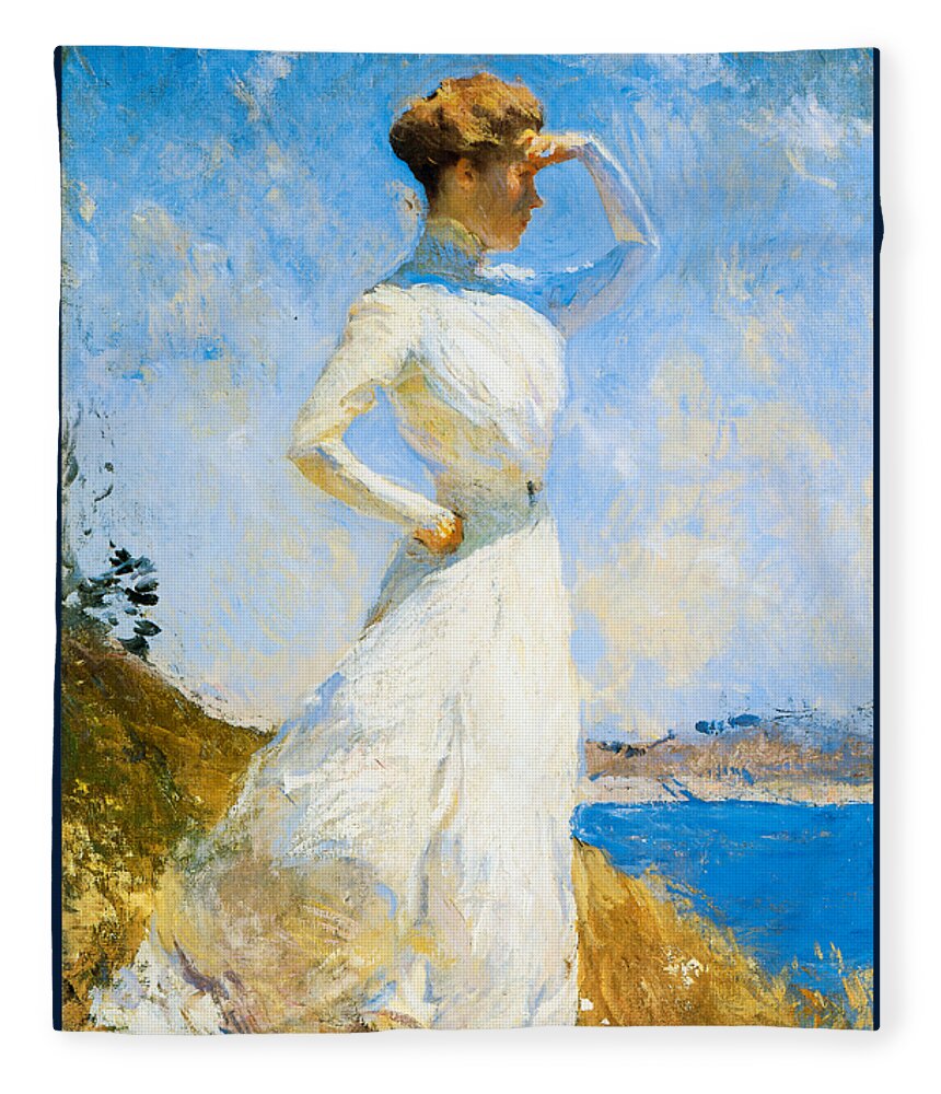 Benson Fleece Blanket featuring the painting Sunlight 1909 by Frank Benson