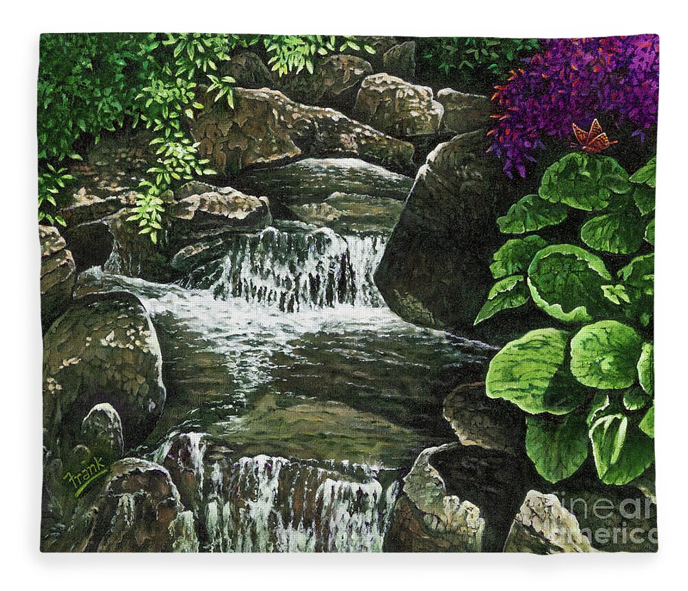 Brook Fleece Blanket featuring the painting Sunny Brook by Michael Frank