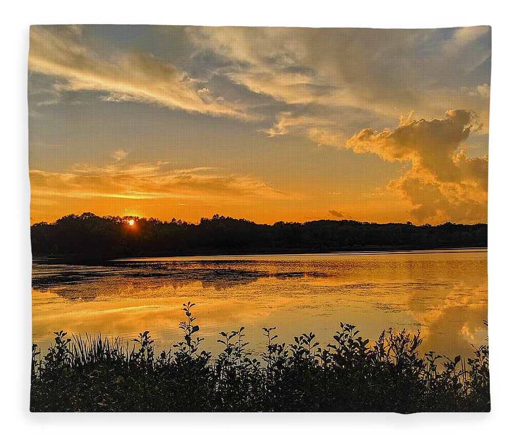  Fleece Blanket featuring the photograph Sunny Lake Park Sunset by Brad Nellis