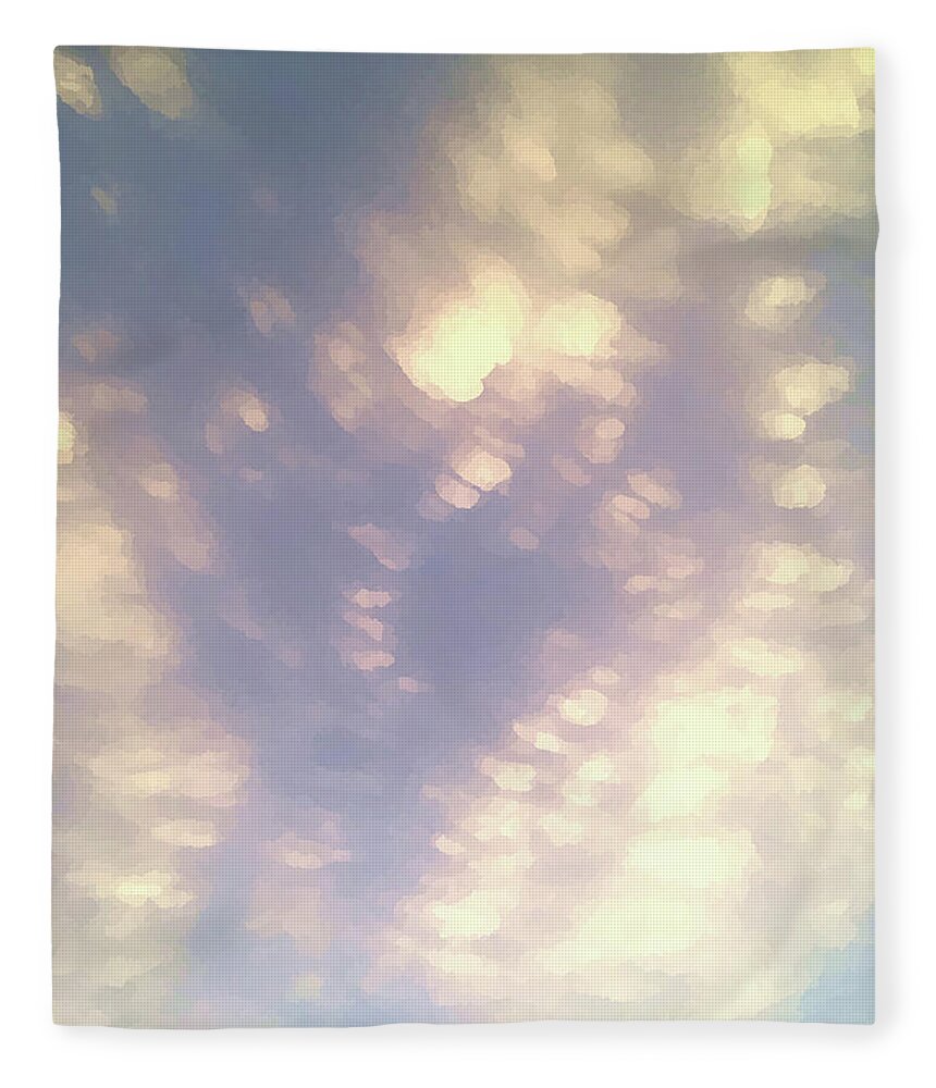 Sunny Fleece Blanket featuring the digital art Sunny Mammatus Clouds Abstract by Shelli Fitzpatrick