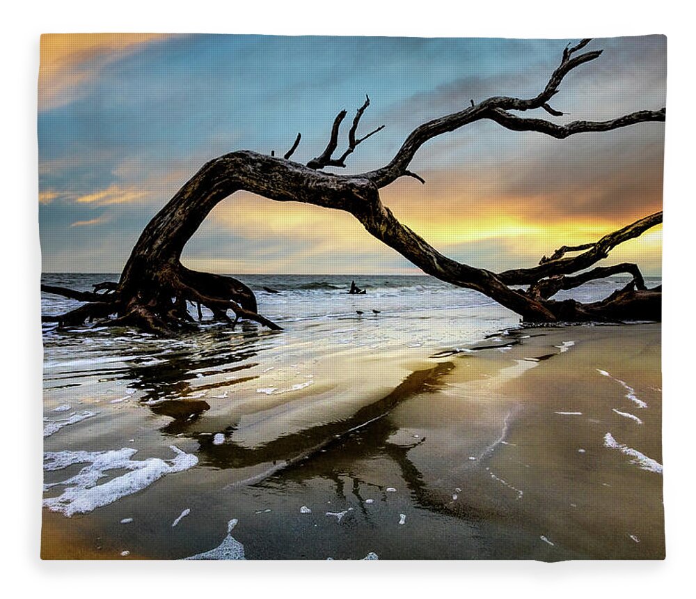 Clouds Fleece Blanket featuring the photograph Sunrise Arch at Jekyll Island by Debra and Dave Vanderlaan