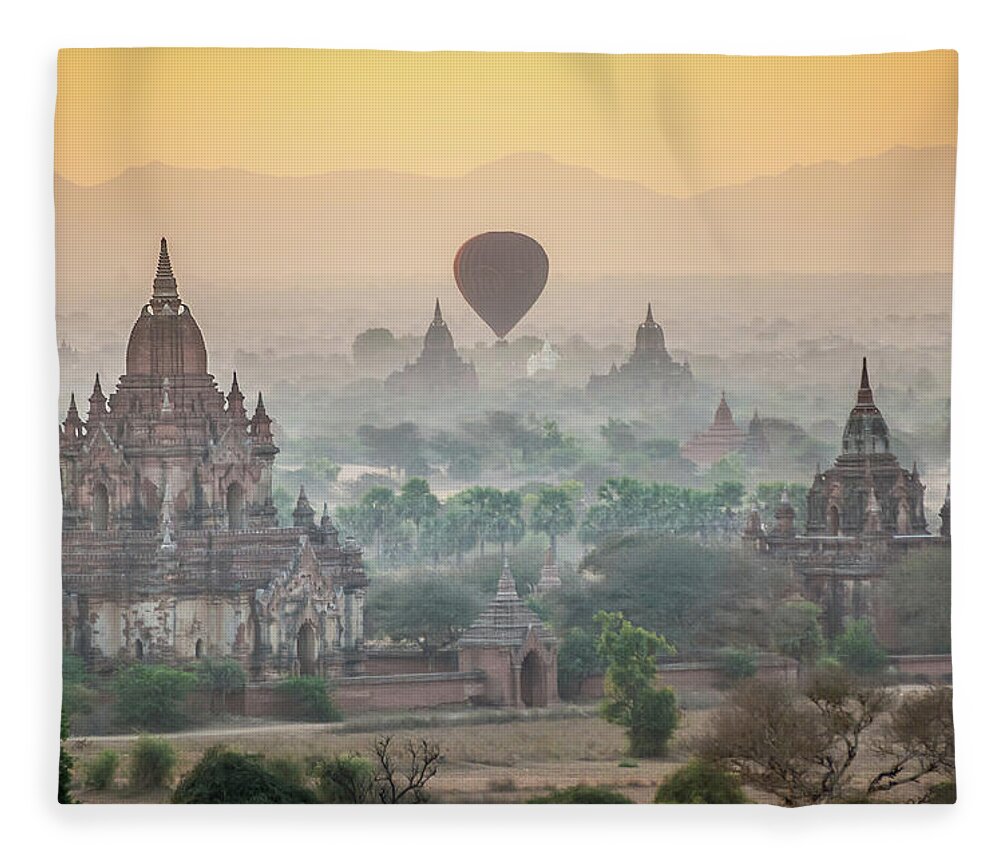 Sunrise Fleece Blanket featuring the photograph Sunrise at Bagan by Arj Munoz