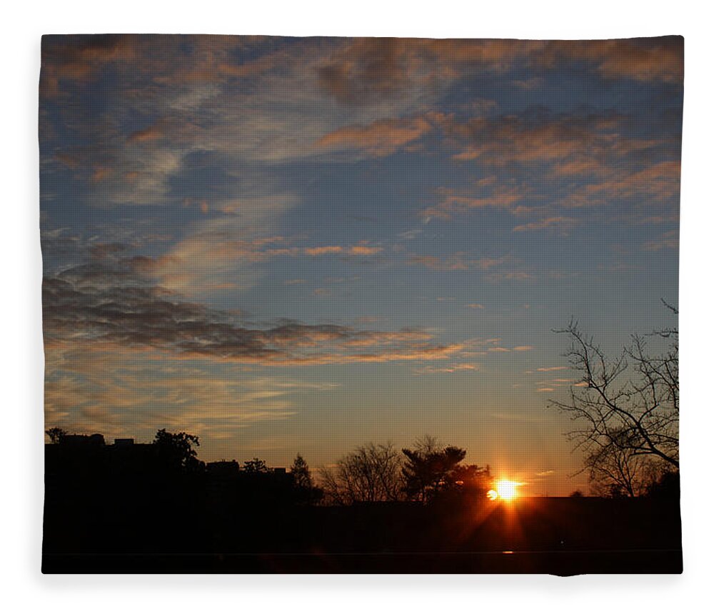 Sunrise Fleece Blanket featuring the photograph Sunrise Blue and Gold January 19 2021 by Miriam A Kilmer