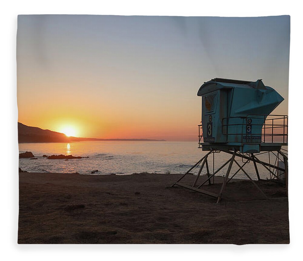 Beach Fleece Blanket featuring the photograph Sunrise Burst over the Coastal Mountains by Matthew DeGrushe