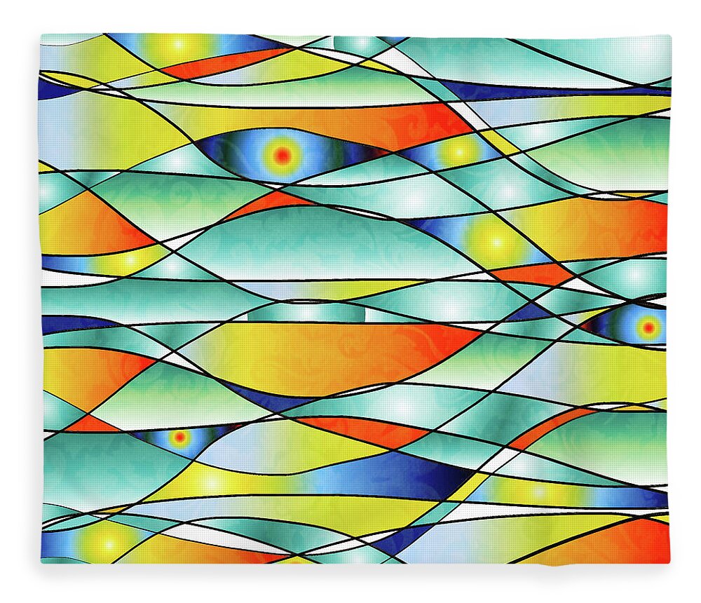 Sunrise Fleece Blanket featuring the digital art Sunrise Fish Eyes by Sand And Chi