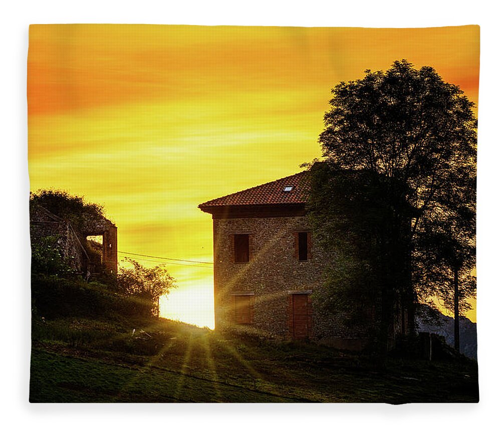Northern Spain Fleece Blanket featuring the photograph Sunrise In Asturias by Chris Lord