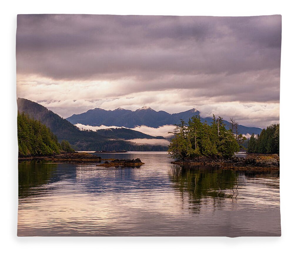 Nootka Sound Fleece Blanket featuring the photograph Sunrise in Kyuquot by Canadart -
