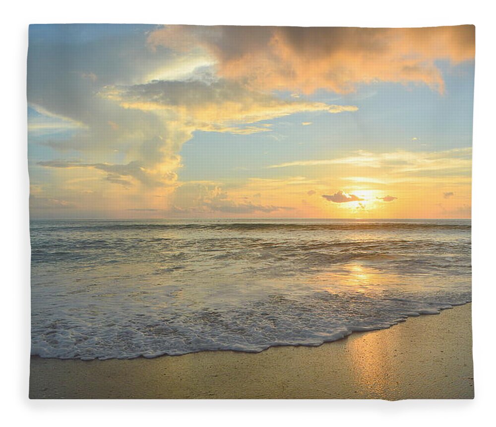 Obx Sunrise Fleece Blanket featuring the photograph Sunrise OBX by Barbara Ann Bell