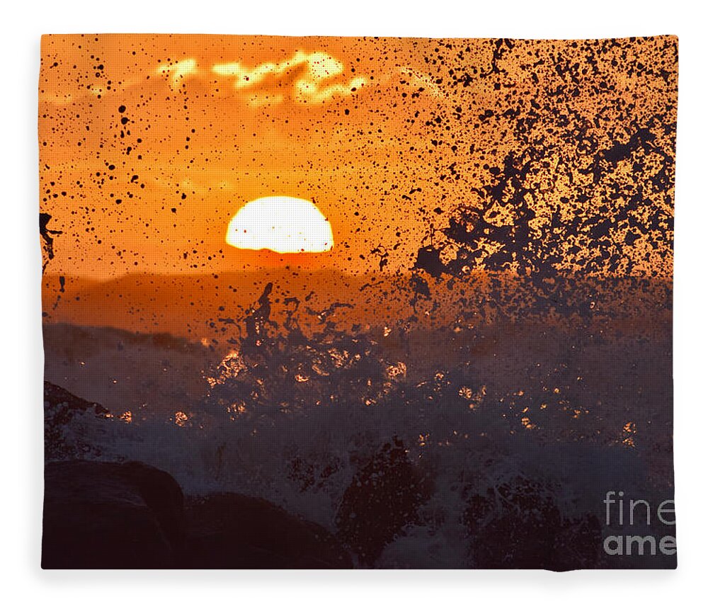 Sunrise Fleece Blanket featuring the photograph Sunrise Ocean Spray Spectacular by Debra Banks