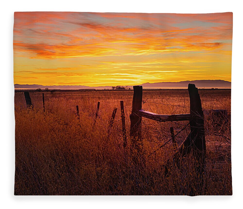 Grass Fleece Blanket featuring the photograph Sunrise on the Ranch by Mike Lee