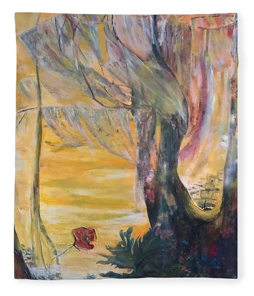 Sunshine Fleece Blanket featuring the painting Sunrise on Wilmington Island by Peggy Blood
