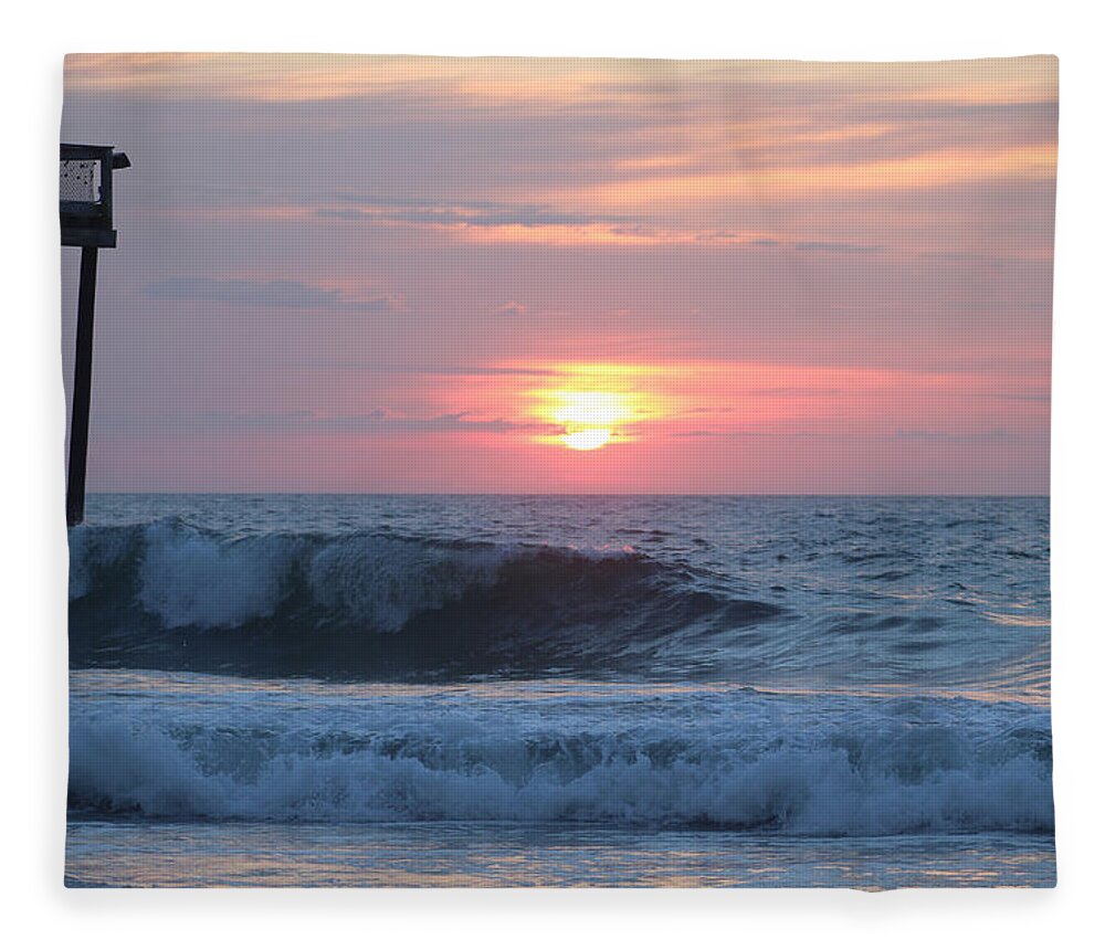 Sun Fleece Blanket featuring the photograph Sunrise Wave by Robert Banach