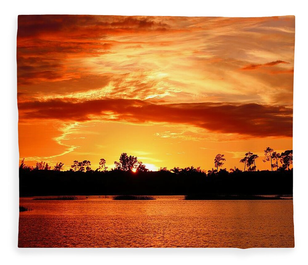 Sunset Fleece Blanket featuring the photograph Sunset 4 by Mingming Jiang