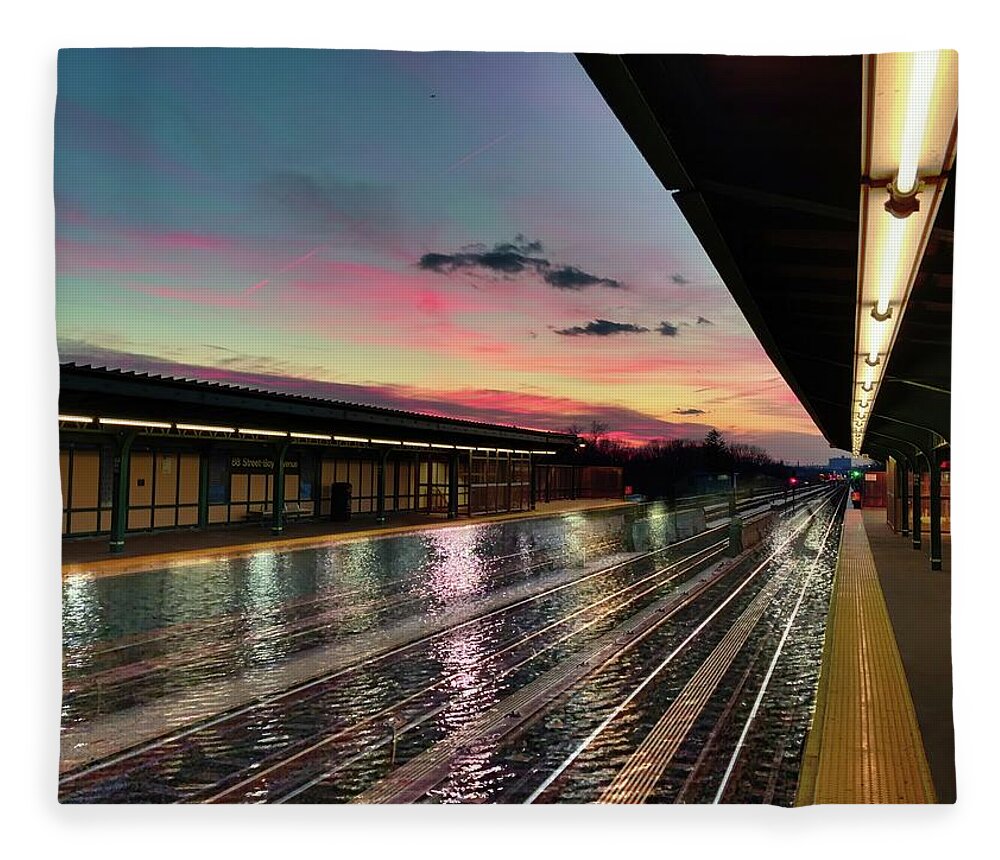 Queens Fleece Blanket featuring the photograph Sunset at 88th St. by Carol Whaley Addassi
