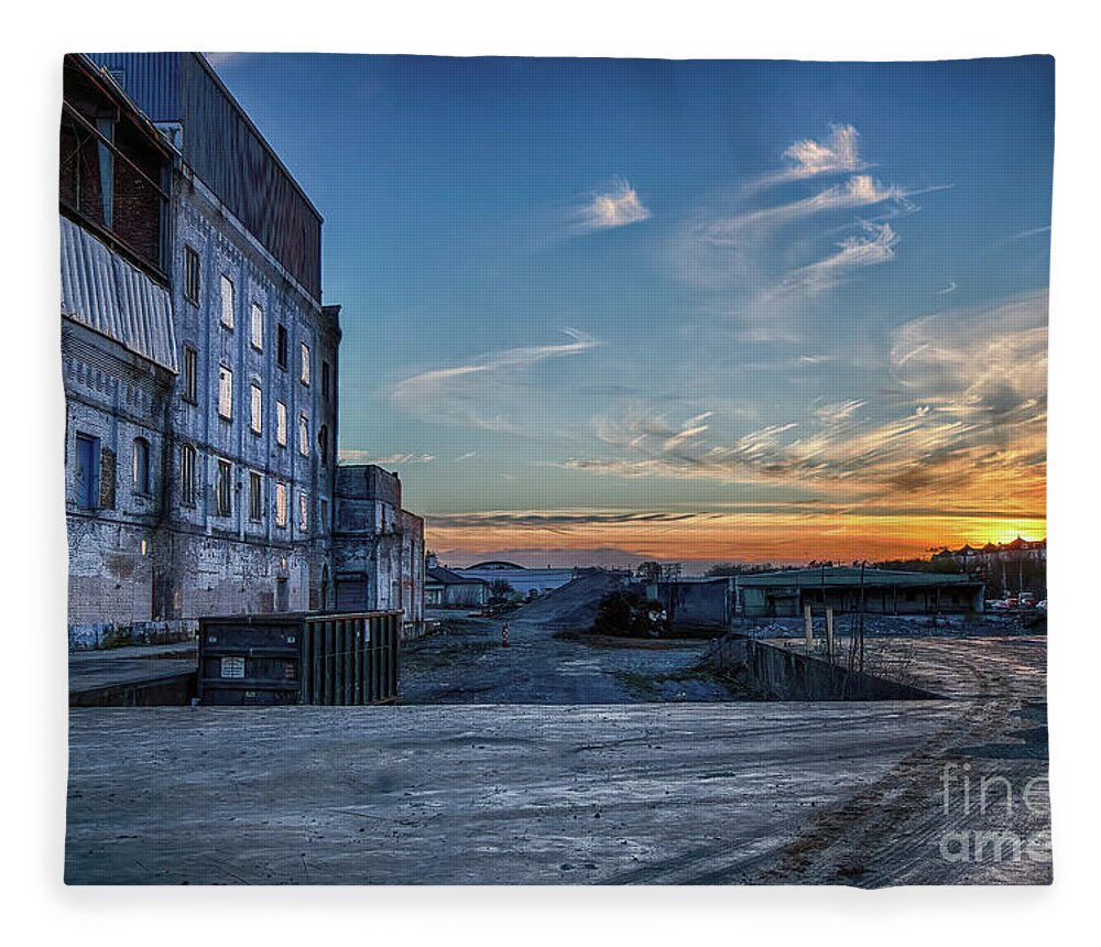 General Mills Fleece Blanket featuring the photograph Sunset at the Old General Mills by Shelia Hunt